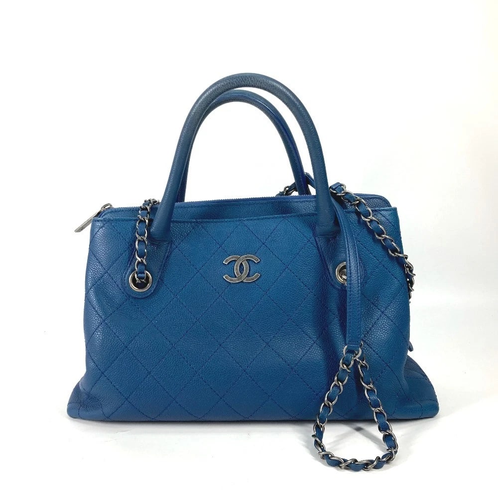 CHANEL TOTE BAG HAND BAG CC MARK SHOULDER BAG: CHANEL Tote Bag Hand Bag CC Mark Shoulder Bag Brand: CHANEL Type/Style: Shoulder Bag Material: Caviar Leather Color: blue / SilverHardware Size: W13.4?H7.5?D3.5inch / W34cm?H19cm?D9cm Accessories: