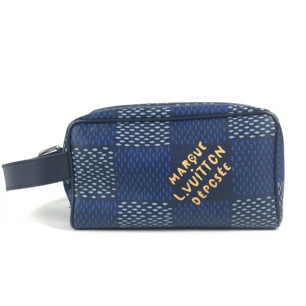 LOUIS VUITTON DAMIER HERITAGE LOCKER: LOUIS VUITTON Damier Heritage Locker Brand: LOUIS VUITTON Type/Style: Clutch bag Material: Canvas / Damier Heritage Canvas Color: blue Size: W8.5?H4.9?D4.3inch / W21.5cm?H12.5cm?D11cm Accessories:
