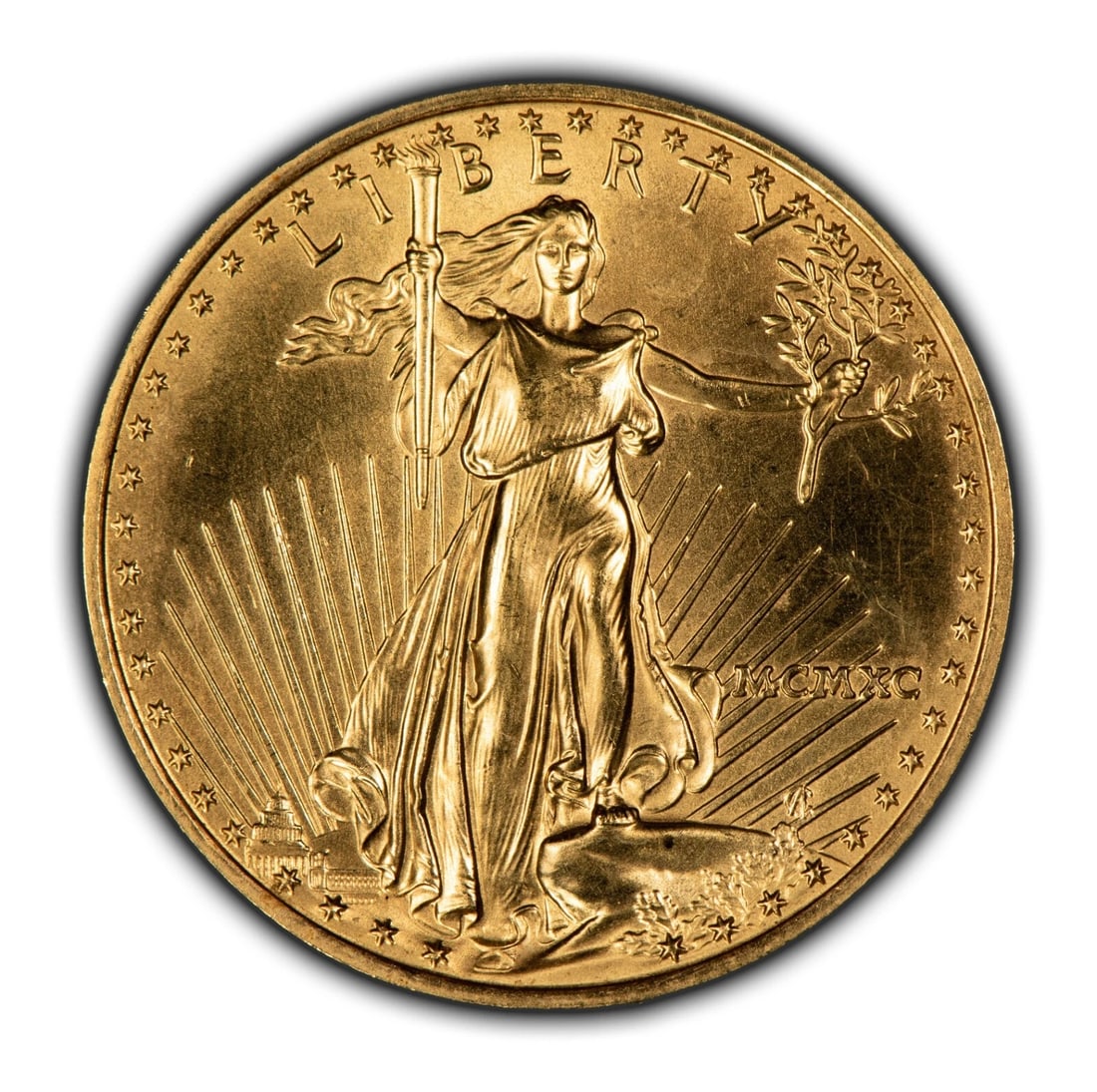 1990 G$25 1/2 OZ GOLD AMERICAN EAGLE: 1990 G$25 1/2 oz Gold American Eagle Brand/Mint: U.S. Mint Year: 1990 Fineness: 0.9167 Country of Origin: United States Accessories: None Accessories Notice: When purchasing pre-owned goods, please