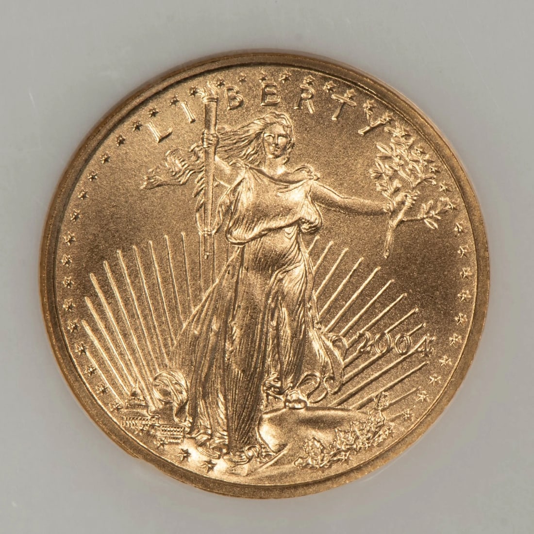 2004 G$5 1/10 OZ GOLD AMERICAN EAGLE: 2004 G$5 1/10 oz Gold American Eagle Brand/Mint: U.S. Mint Year: 2004 Fineness: 0.9167 Country of Origin: United States Accessories: None Accessories Notice: When purchasing pre-owned goods, please