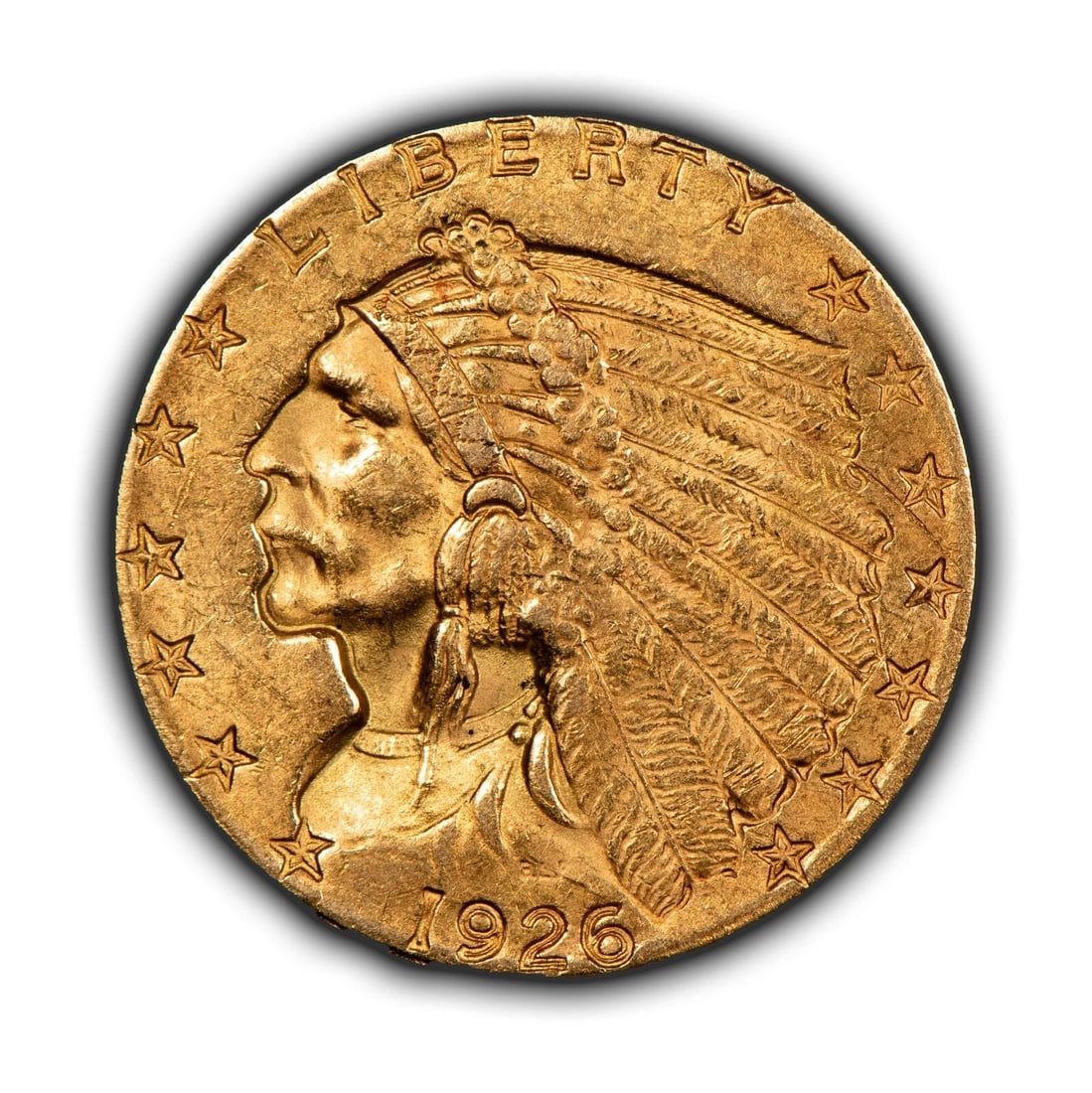 1926 G$2.50 INDIAN HEAD GOLD QUARTER EAGLE: 1926 G$2.50 Indian Head Gold Quarter Eagle Brand/Mint: U.S. Mint Year: 1926 Fineness: 0.9 Country of Origin: United States Accessories: None Accessories Notice: When purchasing pre-owned goods, ple