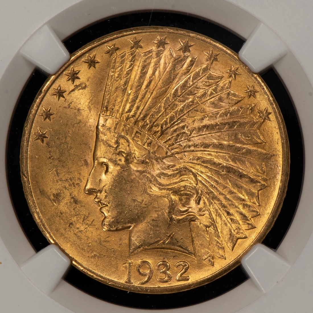 1932 G$10 INDIAN HEAD GOLD EAGLE: 1932 G$10 Indian Head Gold Eagle Brand/Mint: U.S. Mint Year: 1932 Fineness: 0.9 Country of Origin: United States Accessories: None Accessories Notice: When purchasing pre-owned goods, please refer