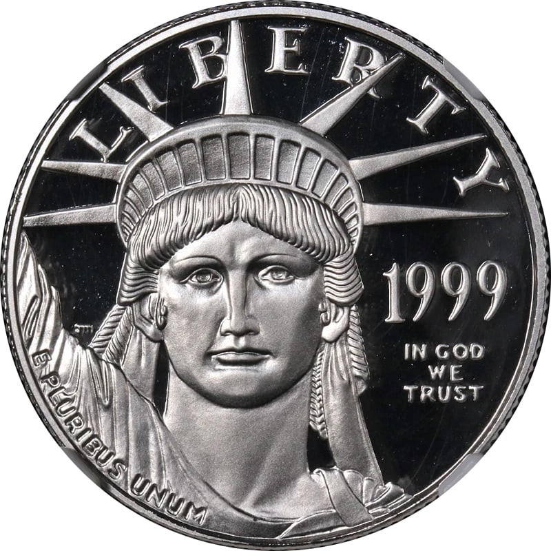 1999-W PLATINUM AMERICAN EAGLE $50: 1999-W Platinum American Eagle $50 Year: 1999 Fineness: 0.9995 Composition: Platinum Denomination: $50 Country of Origin: United States Accessories: None Accessories Notice: When purchasing pre-owned