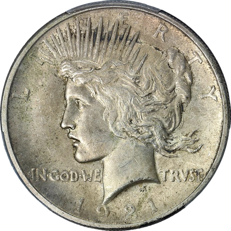 1921 PEACE DOLLAR HIGH: 1921 Peace Dollar High Year: 1921 Fineness: 0.9 Composition: Silver Denomination: None Country of Origin: United States Accessories: None Accessories Notice: When purchasing pre-owned good