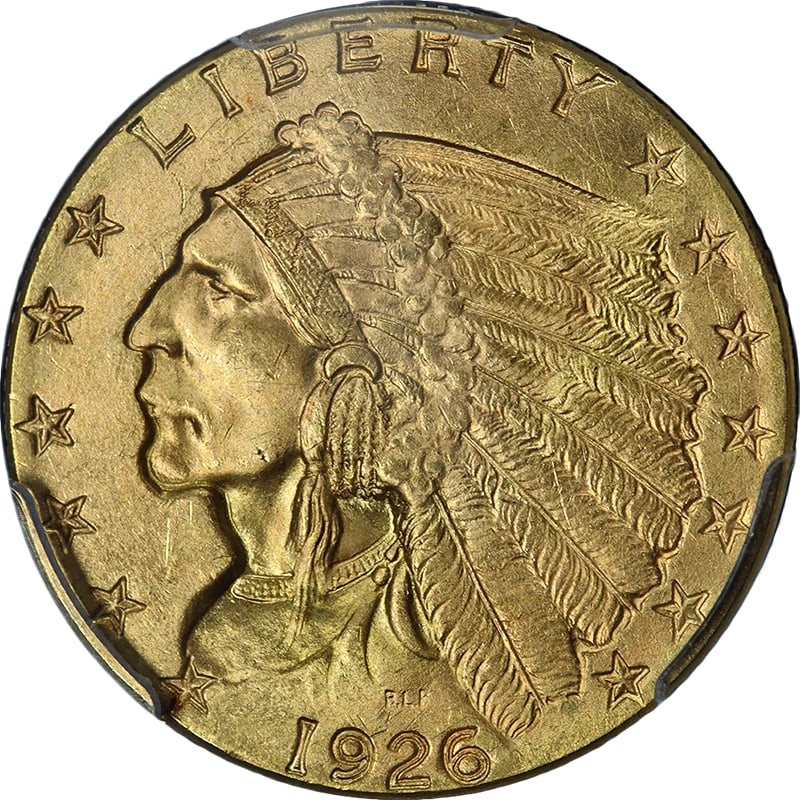 1926 INDIAN GOLD $2.50: 1926 Indian Gold $2.50 Year: 1926 Fineness: 0.9 Composition: Gold Denomination: $2.50 Country of Origin: United States Accessories: None Accessories Notice: When purchasing pre-owned goods, please
