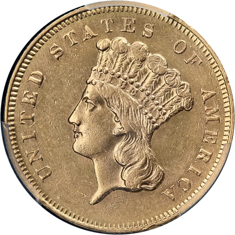 1864 INDIAN PRINCESS GOLD $3: 1864 Indian Princess Gold $3 Year: 1864 Fineness: 0.9 Composition: Gold Denomination: $3 Country of Origin: United States Accessories: None Accessories Notice: When purchasing pre-owned goods, please