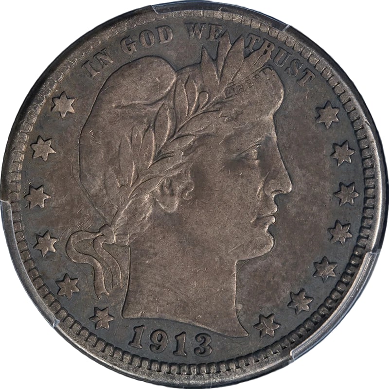 1913-S BARBER QUARTER: 1913-S Barber Quarter Year: 1913 Fineness: 0.9 Composition: Silver Denomination: None Country of Origin: United States Accessories: None Accessories Notice: When purchasing pre-owned goods