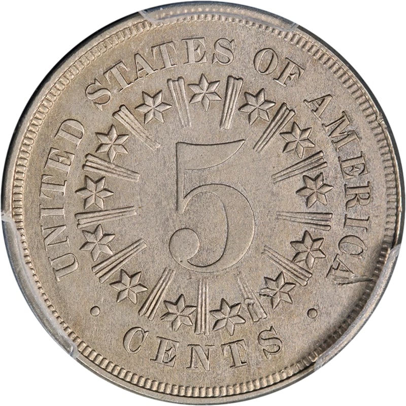 1867 SHIELD NICKEL RAYS PROOF: 1867 Shield Nickel Rays Proof Year: 1867 Fineness: None Composition: Nickel Denomination: None Country of Origin: United States Accessories: None Accessories Notice: When purchasing pre-owned goods,