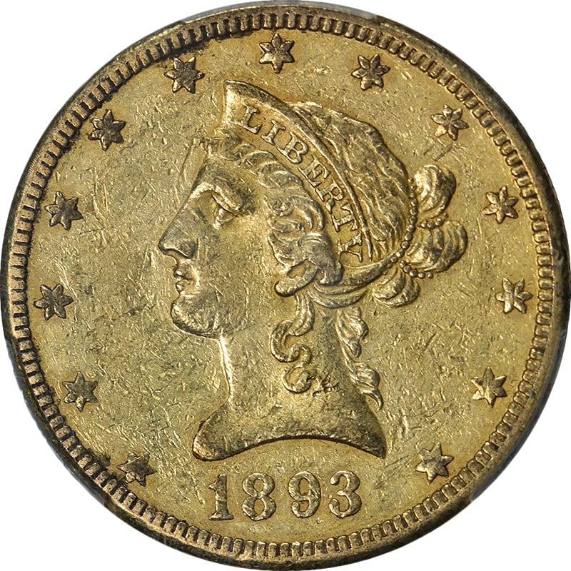 1893-O LIBERTY GOLD $10: 1893-O Liberty Gold $10 Year: 1893 Fineness: 0.9 Composition: Gold Denomination: $10 Country of Origin: United States Accessories: None Accessories Notice: When purchasing pre-owned goods, please
