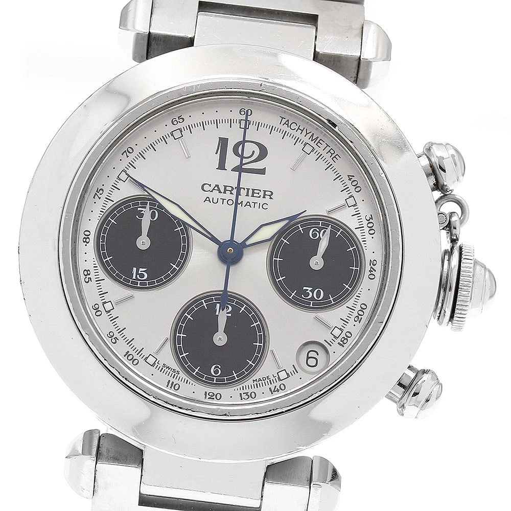 CARTIER PASHA C CHRONOGRAPH BOY'S WATCH: CARTIER Pasha C Chronograph Boy's Watch Brand: Outlet Type/Style: Material: Band Material , Case Material Color: Band Color , Case Color , Dial Color Size: Case Size , wrist size About 17.5cm (6.9