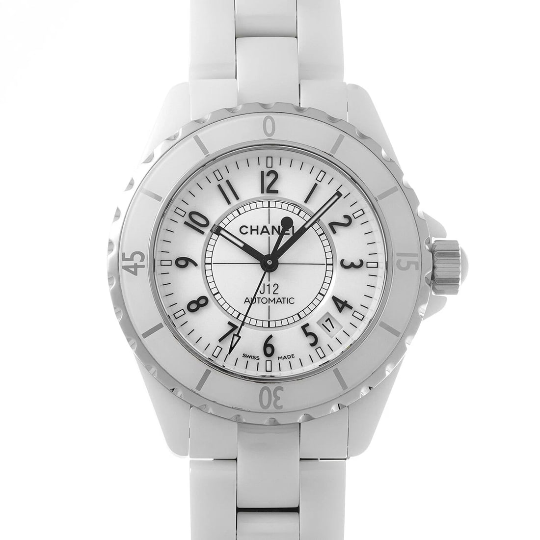 CHANEL WHITE WATCH: CHANEL white Watch Brand: CHANEL Type/Style: Wristwatch Material: Band Material ceramic, Case Material ceramic Color: Dial Color white Size: ?Case? H/about 38mm W/about 38mm Circumference of Wrist: