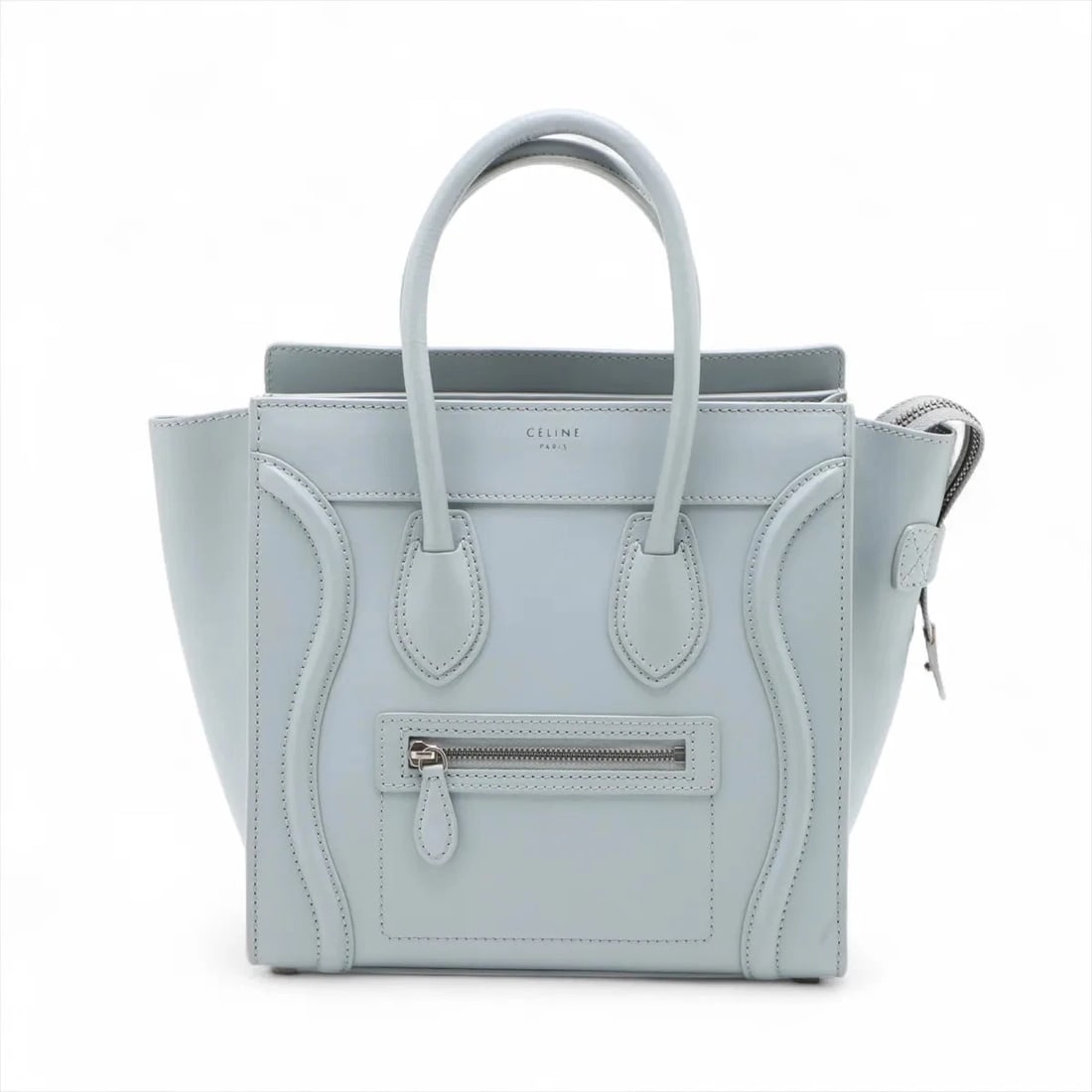CELINE LUGGAGE MICRO SHOPPER LEATHER HAND BAG: Celine Luggage Micro Shopper Leather Hand bag Brand: Celine Type/Style: Hand bag Material: Leather Color: Blue Size: Height:10.8inchLength:10.4inchDepth:5.5inch Accessories: None Accessori