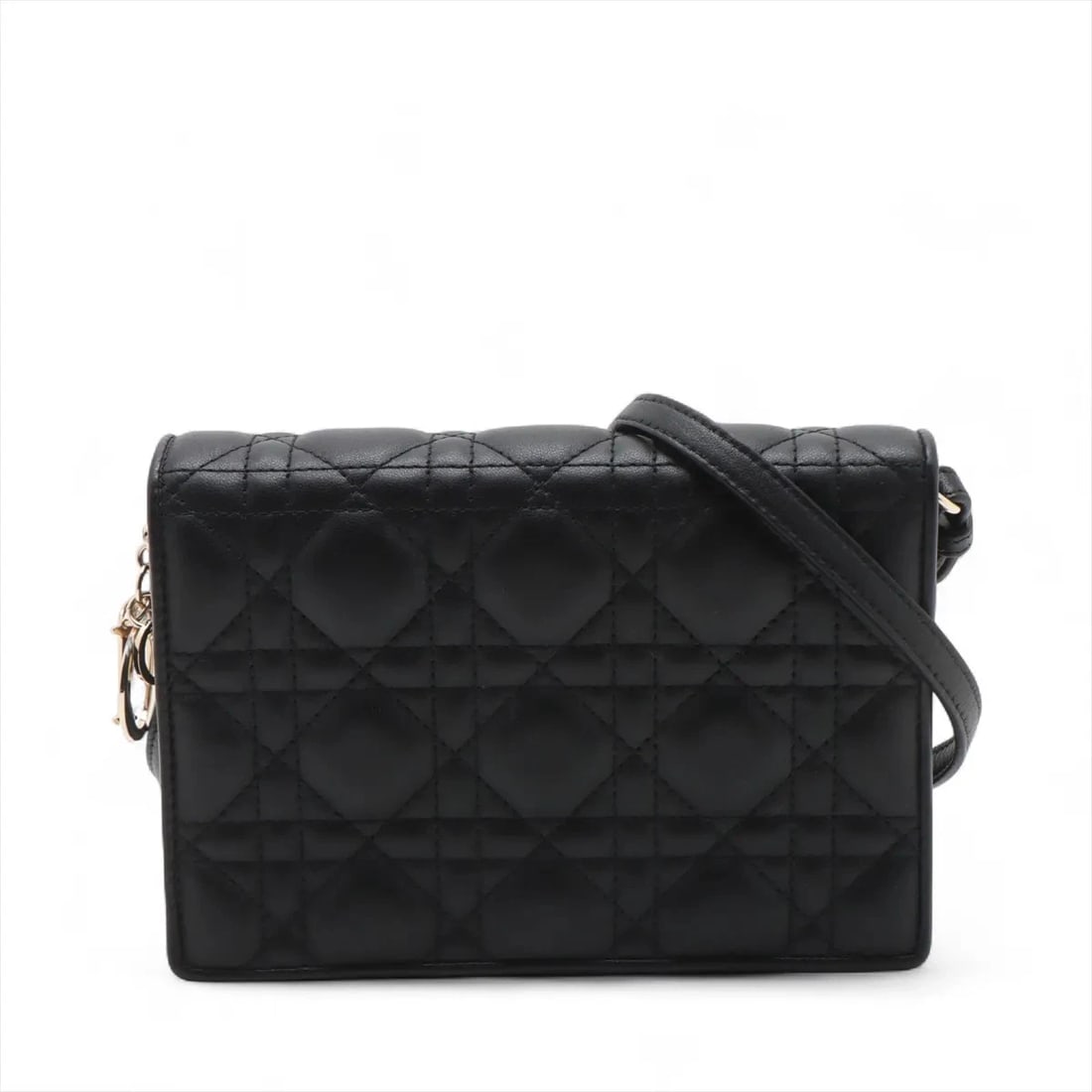 CHRISTIAN DIOR CANNAGE LEATHER SHOULDER BAG: Christian Dior Cannage Leather Shoulder bag Brand: Christian Dior Type/Style: Shoulder bag Material: Leather Color: Black Size: Height:4.9inchLength:7.1inchDepth:1.4inch Accessories: None Accessories