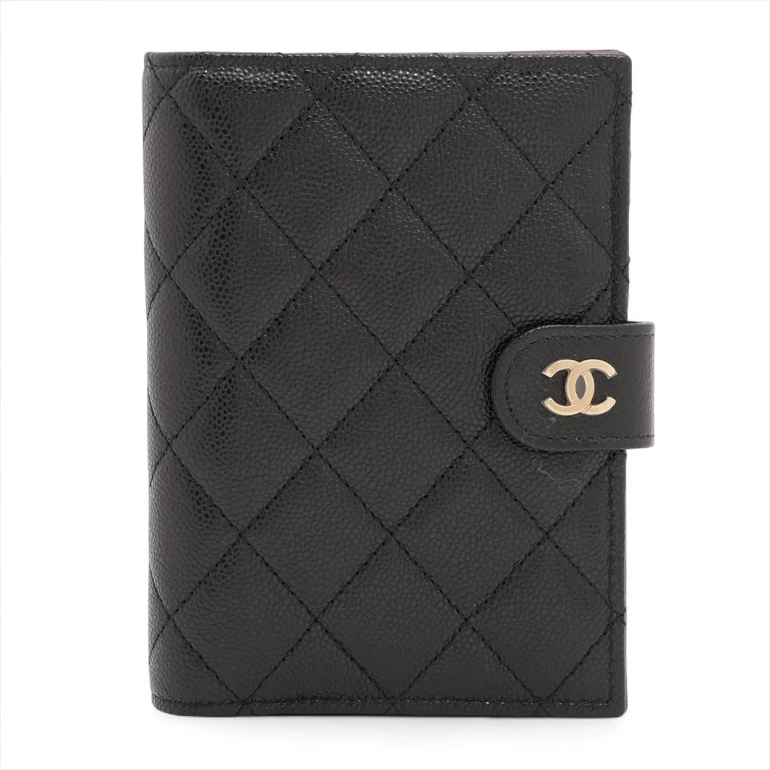 CHANEL MATELASSE CAVIAR SKIN COMPACT WALLET BLACK (1 of 2)