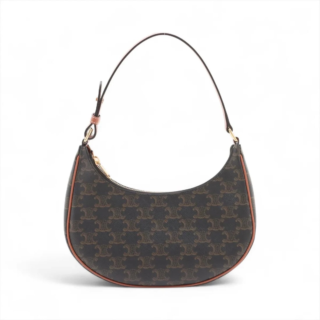 CELINE TRIOMPHE AVA PVC & LEATHER SHOULDER BAG: Celine Triomphe Ava PVC & leather Shoulder bag Brand: Celine Type/Style: Shoulder bag Material: PVC & leather Color: Brown Size: Height:7.7inchLength:9.8inchDepth:2.8inch Accessories: None