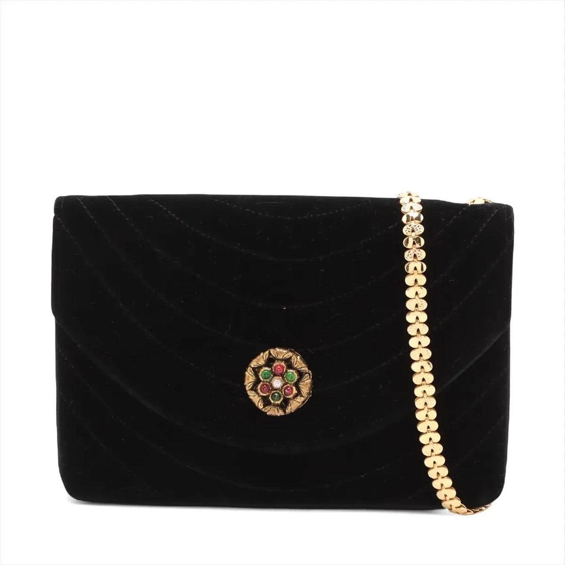 CHANEL GRIPOIX VELOUR SINGLE FLAP SINGLE CHAIN BAG: Chanel Gripoix Velour Single Flap Single Chain Bag Brand: Chanel Type/Style: Shoulder bag Material: Velour Color: Black Size: Height:5.1inchLength:7.5inchDepth:1.8inch Accessories: None Ac