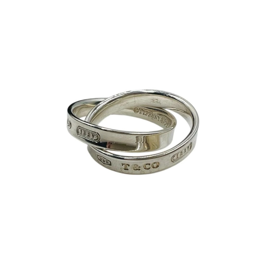 TIFFANY&CO. SILVER INTERLOCKING CIRCLE RING - 2