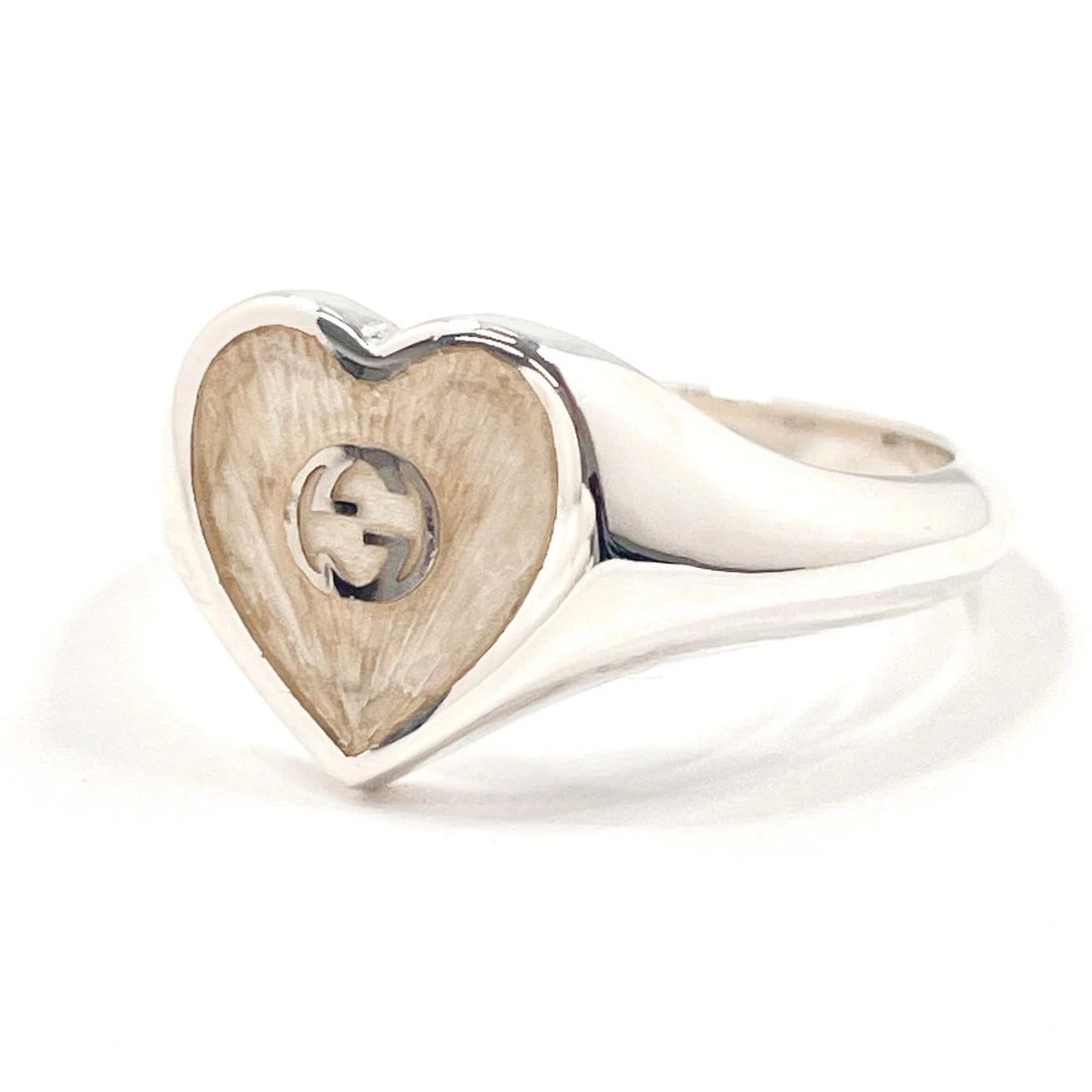 GUCCI HEART INTERLOCKING G RING SILVER 925 - 2