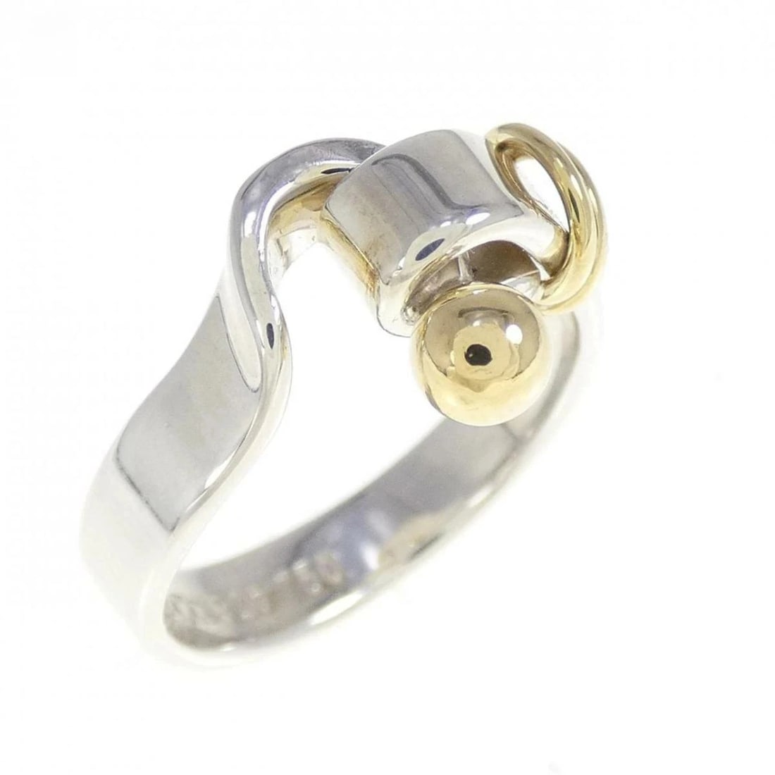 TIFFANY LOVE KNOT RING 925 SILVER GOLD: Tiffany Love Knot Ring 925 Silver Gold Brand: Tiffany & Co. Type/Style: Ring Material: SV925 K18YG, Color: Silver YG Size: US 4.5 Accessories: None Accessories Notice: When purchasing pre-owned