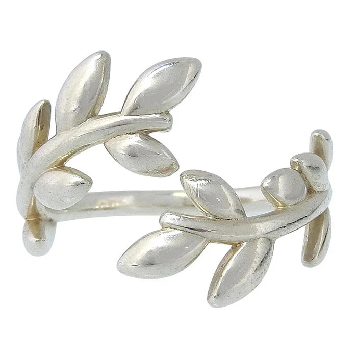 TIFFANY OLIVE LEAF BYPASS RING SILVER - 2