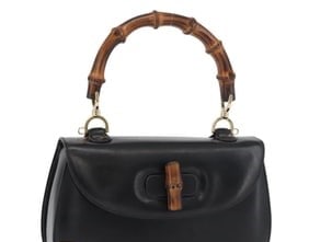 GUCCI BAMBOO HAND BAG LEATHER BLACK GOLD: GUCCI Bamboo Hand Bag Leather Black Gold Brand: GUCCI Type/Style: Hand Bag Material: Leather Color: Black/Gold Size: Size(Inch) W9.8 x H6.7 x D2.8inch(Approx) Accessories: None Accessories