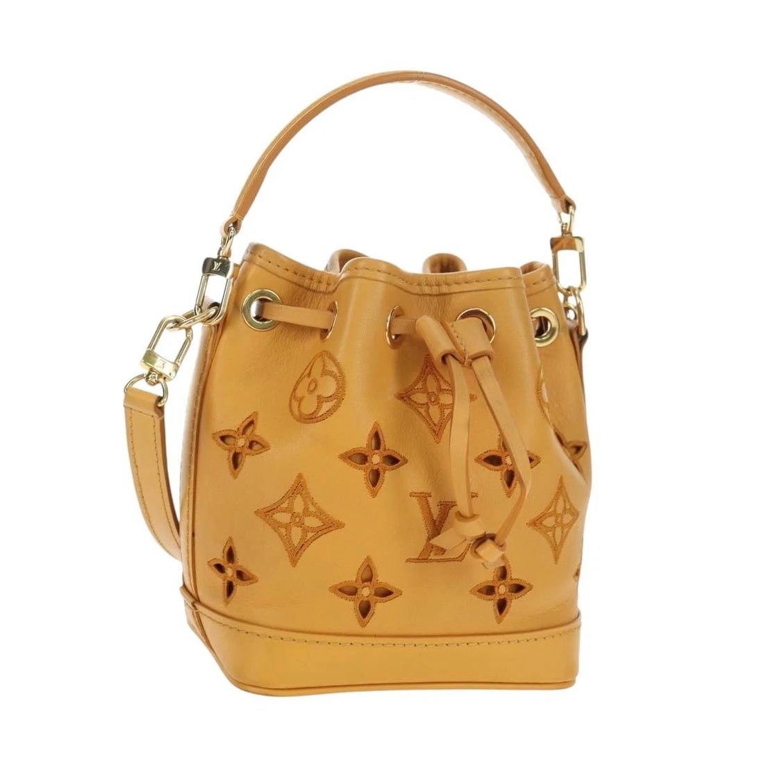 LOUIS VUITTON LV BRODERIE ANGLAISE NANONOE BAG: LOUIS VUITTON LV Broderie Anglaise Nanonoe Bag Brand: LOUIS VUITTON Type/Style: Shoulder Bag Material: Monogram Canvas Color: Monogram/Yellow Size: Size(Inch) W5.1 x H6.1 x D4.1inch(Approx) Access