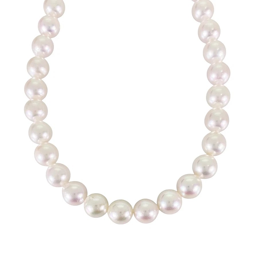 NECKLACE SILVER AKOYA PEARL: Necklace Silver Akoya Pearl Brand: None Type/Style: Necklace Material: Silver, Color: Silver Size: Pearl size:8.5mm~9.0mm Necklace full length:45cm Accessories: None Accessories Notice: Wh