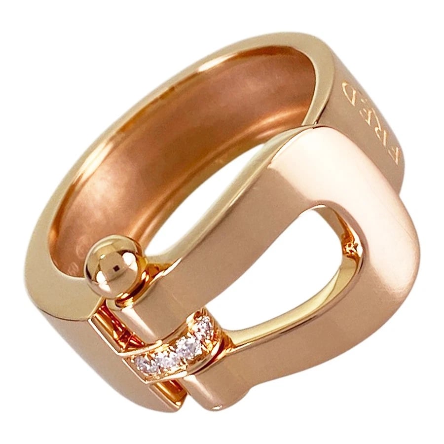 FRED FORCE 10 ROSE GOLD DIAMOND RING: FRED Force 10 Rose gold Diamond Ring Brand: FRED Type/Style: Ring Material: 18K Rose Gold, Main Stone/Creation Natural Color: Rose Gold Size: 8 US Accessories: None Accessories Notice: When