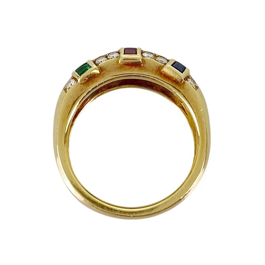 QUEEN YELLOW GOLD DIAMOND RUBY SAPPHIRE EMERALD RING - 3