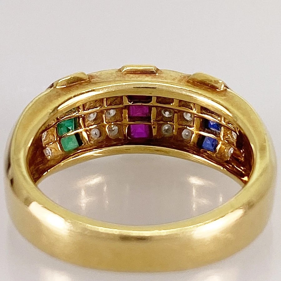 QUEEN YELLOW GOLD DIAMOND RUBY SAPPHIRE EMERALD RING - 4