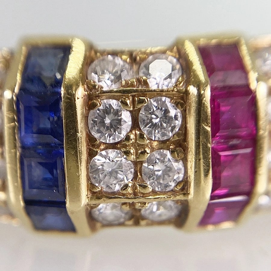 QUEEN YELLOW GOLD DIAMOND RUBY SAPPHIRE EMERALD RING - 5