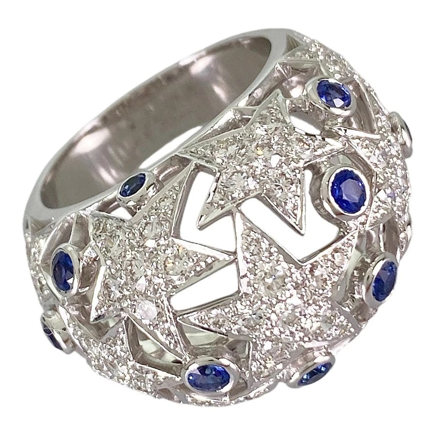 RING WHITE GOLD DIAMOND SAPPHIRE: Ring White gold Diamond Sapphire Brand: None Type/Style: Ring Material: 18K White Gold, Main Stone/Creation Natural Color: Silver Size: 9 US Accessories: None Accessories Notice: When purc