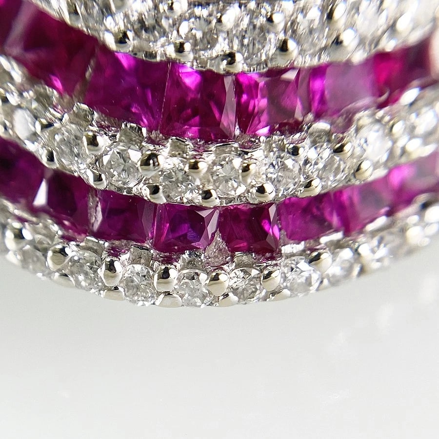 RING WHITE GOLD RUBY DIAMOND - 6