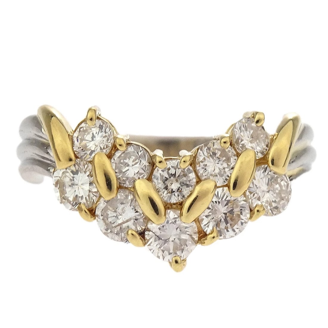 RING PT850 18K DIAMOND SILVER: Ring Pt850 18K Diamond Silver Brand: No Brand Type/Style: Ring Material: Pt850, 18K, Main Stone/Creation Natural Color: Silver, Gold Size: 4.75 - 5 US Accessories: None Accessories Notice: