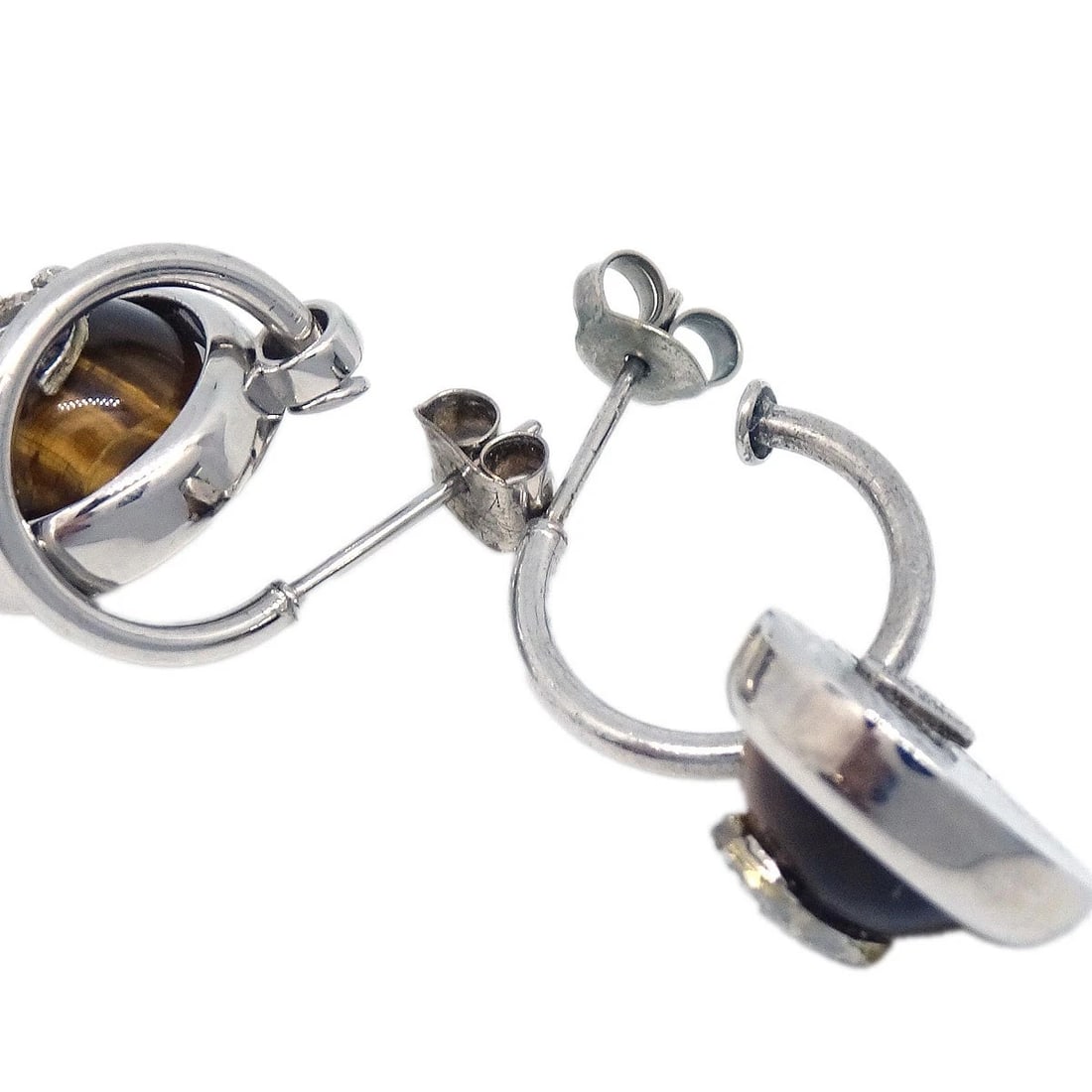 CHANEL BUTTON DANGLE PIERCED EARRINGS BROWN - 3