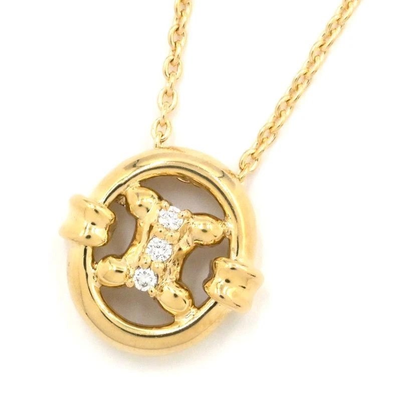 CELINE TRIOMPHE NECKLACE 18K YG DIAMOND TRIOMPHE PENDANT: Celine Triomphe Necklace 18K YG Diamond Triomphe Pendant Brand: Celine Type/Style: NECKLACE Material: 18K YG, Main Stone/Creation Natural Color: Yellow Gold Size: Effective length 36cm/40cm Chain