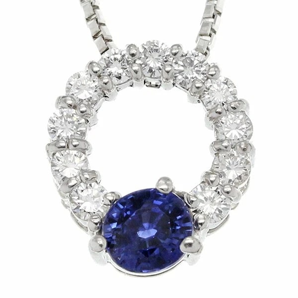 PLATINUM SAPPHIRE DIAMOND NECKLACEPT900/PT850: Platinum Sapphire Diamond NecklacePt900/Pt850 Brand: Unbranded Type/Style: Necklace Material: platinum, Main Stone/Creation Main Stone SapphireSecondary Stone Diamond Color: platinum Size: Length: App