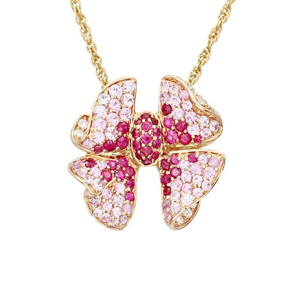 18K YG RUBY PINK SAPPHIRE DIAMOND NECKLACE: 18K YG Ruby Pink Sapphire Diamond Necklace Brand: Unbranded Type/Style: Necklace Material: 18K YG, Main Stone/Creation Main Stone Ruby Secondary Stone Diamond Color: Yellow Gold Size: Length: Approx.