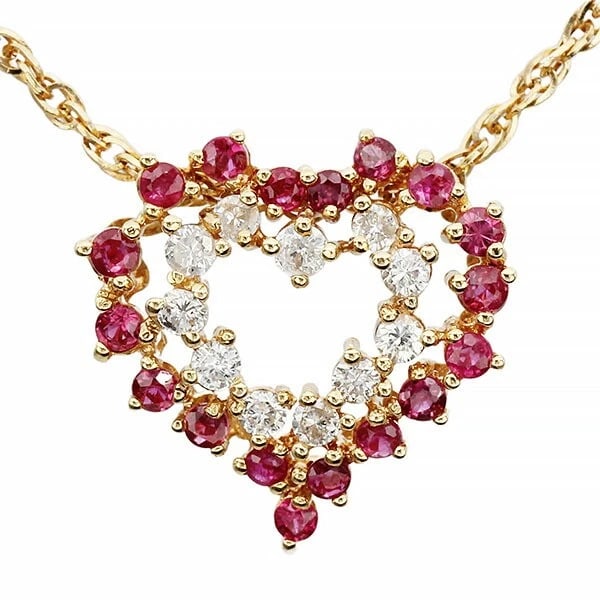HEART MOTIF RUBY DIAMOND NECKLACE (1 of 2)
