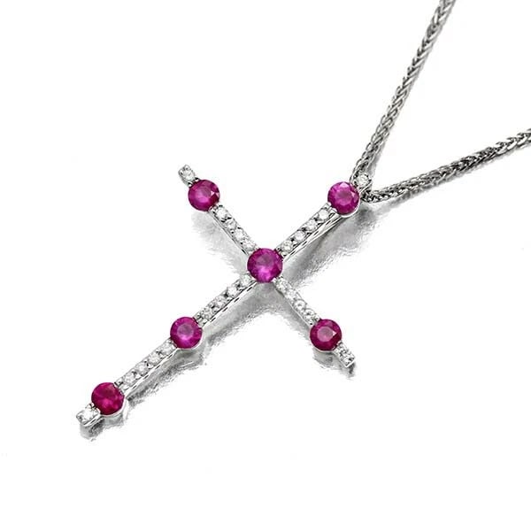 18K WG RUBY DIAMOND NECKLACE WHITE GOLD 750 JEWELRY: 18K WG Ruby Diamond Necklace White Gold 750 Jewelry Brand: Unbranded Type/Style: Necklace Material: K18WG, Main Stone/Creation Main Stone RubySecondary Stone Diamond Color: White Gold Size: Length:
