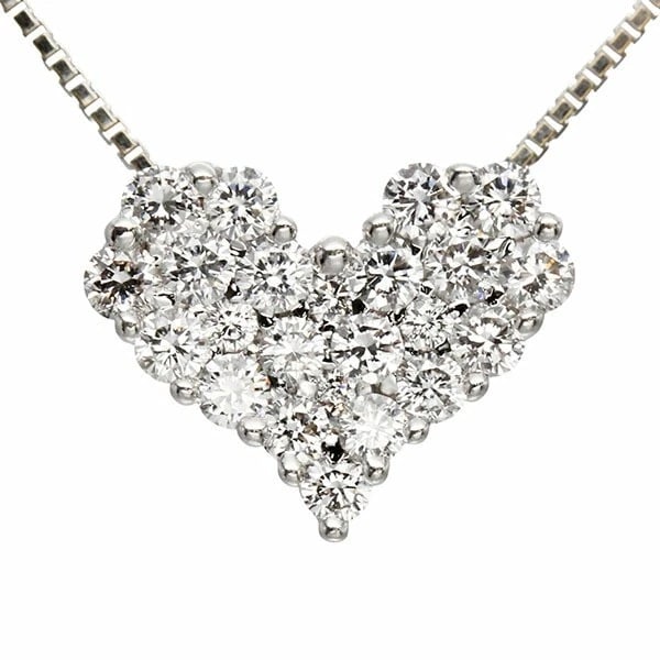 HEART MOTIF DIAMOND SLIDE CHAIN NECKLACE: Heart Motif Diamond Slide Chain Necklace Brand: Unbranded Type/Style: Necklace Material: K18WG, Main Stone/Creation Natural Color: White Gold Size: Length: approx. 45cm Top: approx. W12mm x H9mm