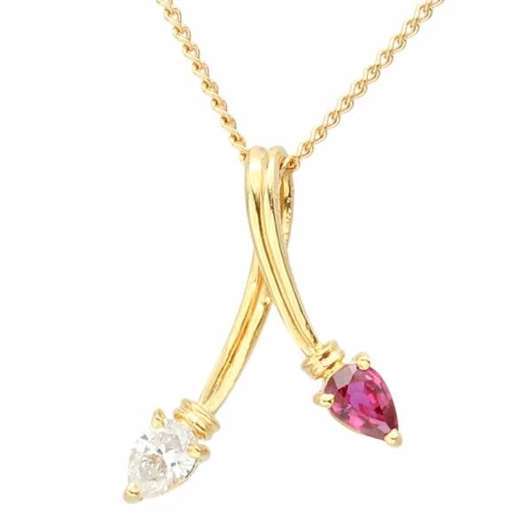 18K YG RUBY DIAMOND NECKLACE (1 of 3)