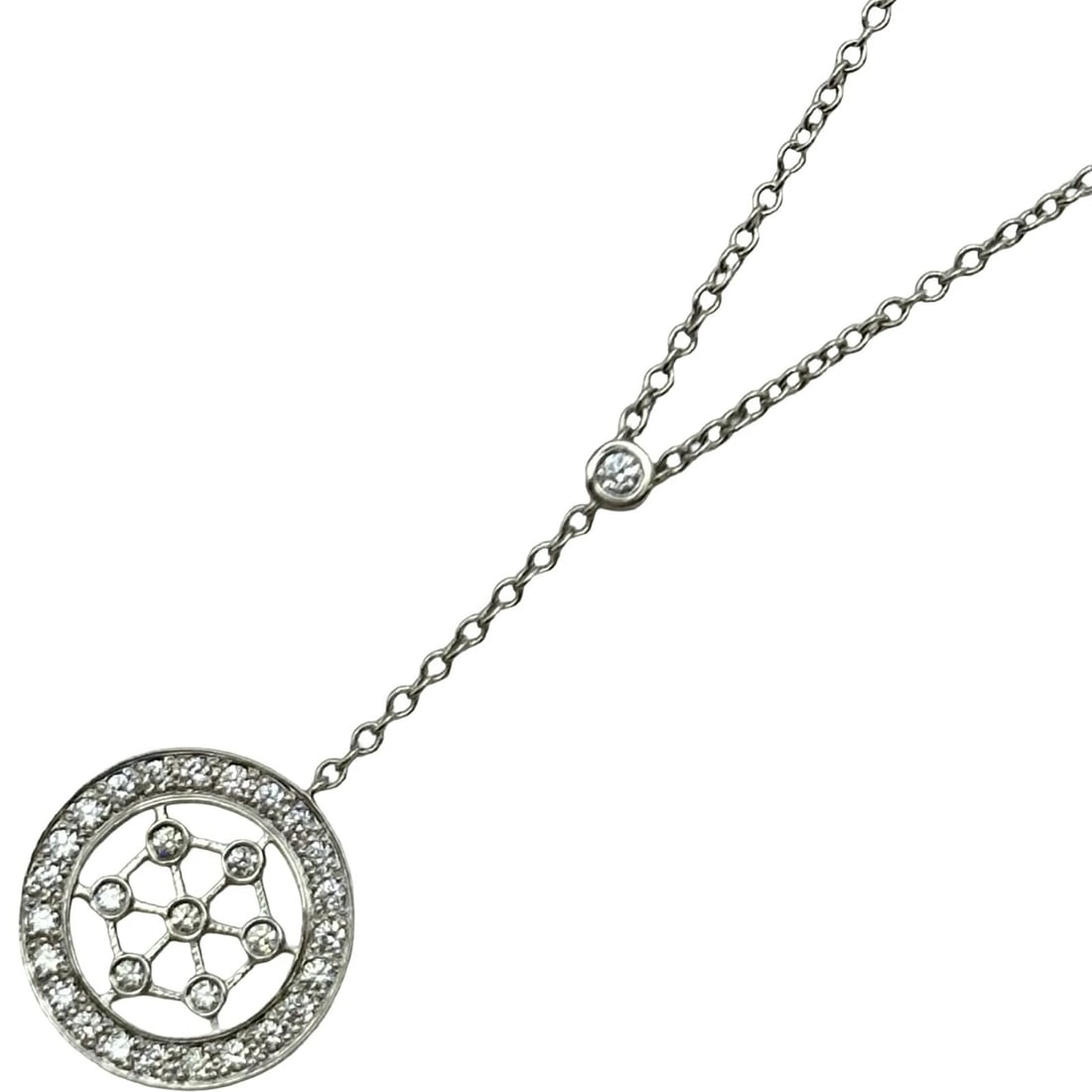 TIFFANY & CO. VOIR NECKLACE PLATINUM PT950 DIAMOND: Tiffany & Co. Voir Necklace Platinum Pt950 Diamond Brand: Tiffany & Co. Type/Style: Necklace Material: Pt950, Color: platinum Size: Height: approx. 12.1mm Width: approx. 12.1mm Chain length: approx.