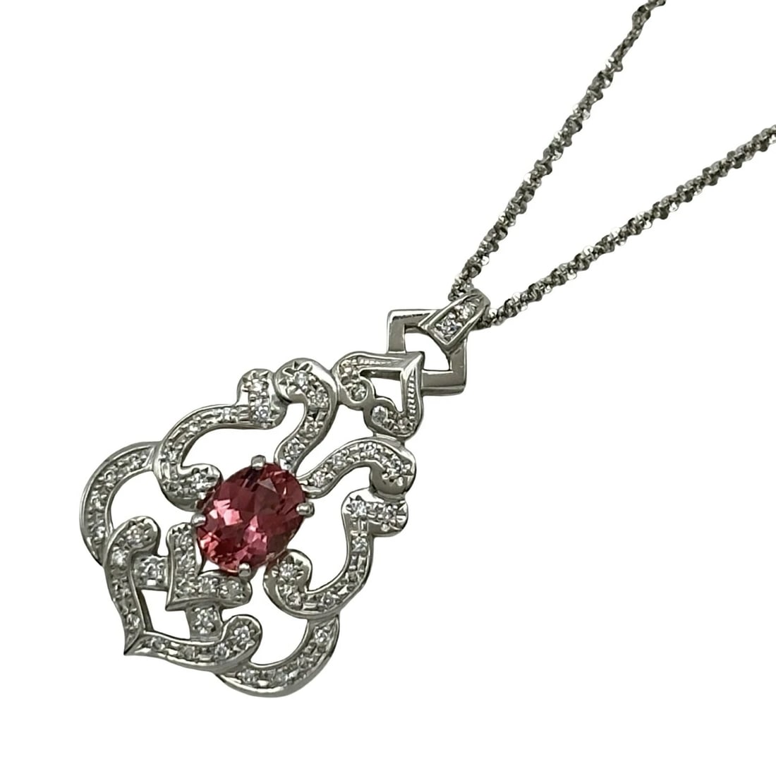 CHRISTINA NECKLACE WHITE GOLD 18K WG TOURMALINE: Christina Necklace White Gold 18K WG Tourmaline Brand: Unbranded Type/Style: Necklace Material: K18WG, Color: White Gold Size: Height: approx. 35.0mm Width: approx. 20.9mm Chain length: approx. 60cm