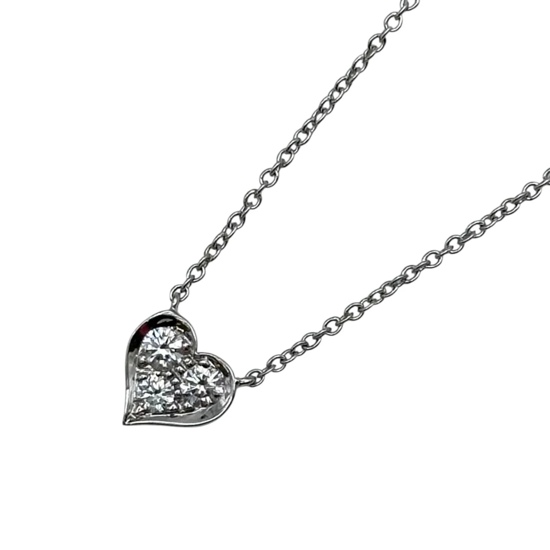 TIFFANY & CO. SENTIMENTAL HEART DIAMOND NECKLACE PLATINUM PT950: Tiffany & Co. Sentimental Heart Diamond Necklace Platinum Pt950 Brand: Tiffany & Co. Type/Style: Necklace Material: Pt950, Color: platinum Size: Height: approx. 7.9mm Width: approx. 7.5mm Chain length