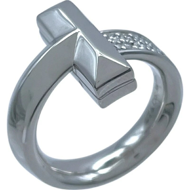 TIFFANY & CO. T ONE RING WHITE GOLD 18K: Tiffany & Co. T One Ring White Gold 18K Brand: Tiffany & Co. Type/Style: Ring Material: Au750, Color: White Gold Size: US 4 Accessories: None Accessories Notice: When purchasing pre-owned goods,