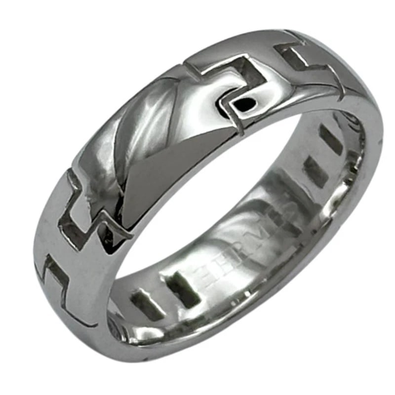 HERMES HERCULES RING WHITE GOLD 18K JEWELRY: Hermes Hercules Ring White Gold 18K Jewelry Brand: Hermes Type/Style: Ring Material: 750, Color: White Gold Size: US 6 Accessories: None Accessories Notice: When purchasing pre-owned goods