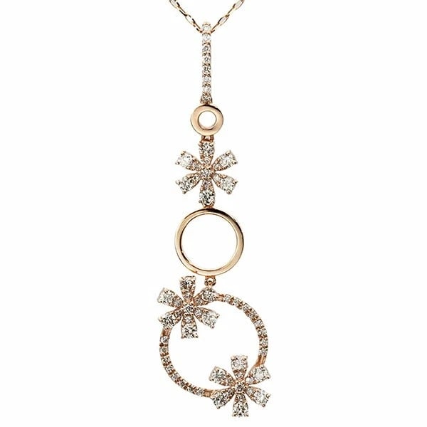 18K PG FLOWER MOTIF DIAMOND NECKLACE PINK GOLD 750: 18K PG Flower Motif Diamond Necklace Pink Gold 750 Brand: Unbranded Type/Style: Necklace Material: K18PG/Diamond, Main Stone/Creation Natural Color: Pink Gold Size: Length: Approximately 70cmTop: