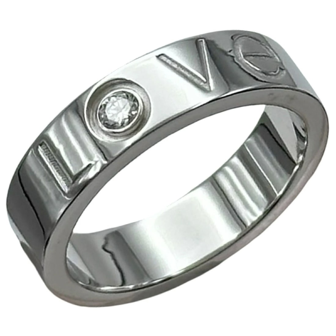 CARTIER CARTIER LOVE LOGO RING WHITE GOLD 18K DIAMOND: Cartier Cartier Love Logo Ring White Gold 18K Diamond Brand: Cartier Type/Style: Ring Material: 750, Main Stone/Creation Natural Color: White Gold Size: US 8 Accessories: None Accessories
