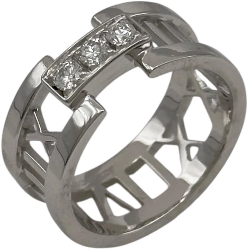 TIFFANY & CO. OPEN ATLAS 3P DIAMOND RING WHITE GOLD 18K: Tiffany & Co. Open Atlas 3P Diamond Ring White Gold 18K Brand: Tiffany & Co. Type/Style: Ring Material: 750, Color: White Gold Size: US 6 Accessories: None Accessories Notice: When purchas